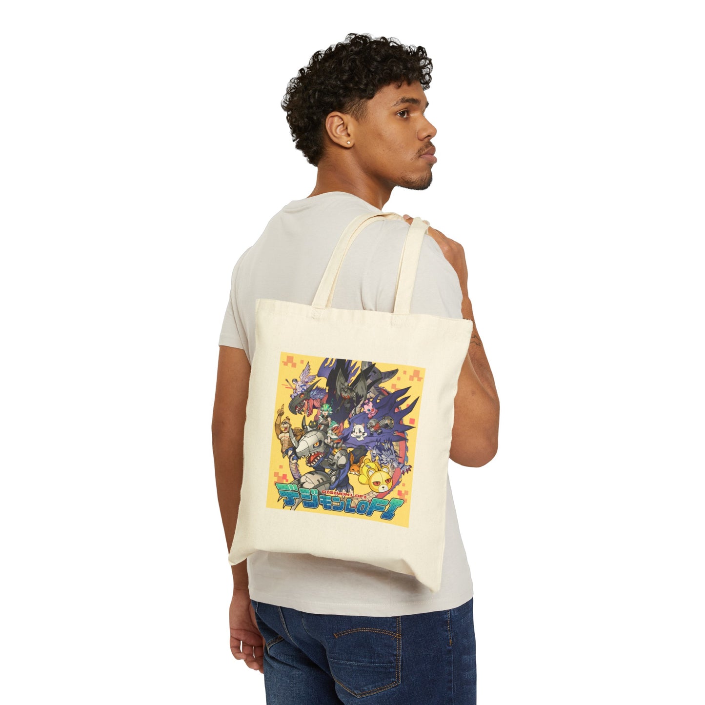 Digimon World Lofi_Cotton Canvas Tote Bag_Design by Cunomon